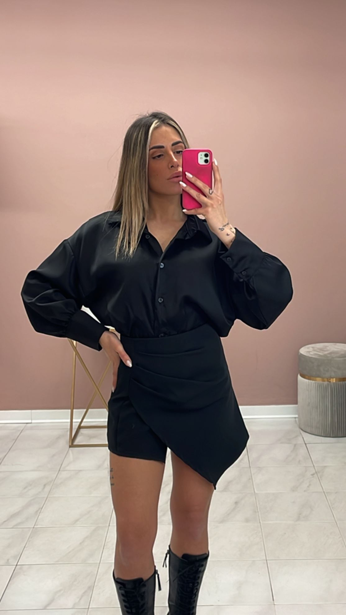 Immagine di CAMICIA CLASSICA IN RASO NERA