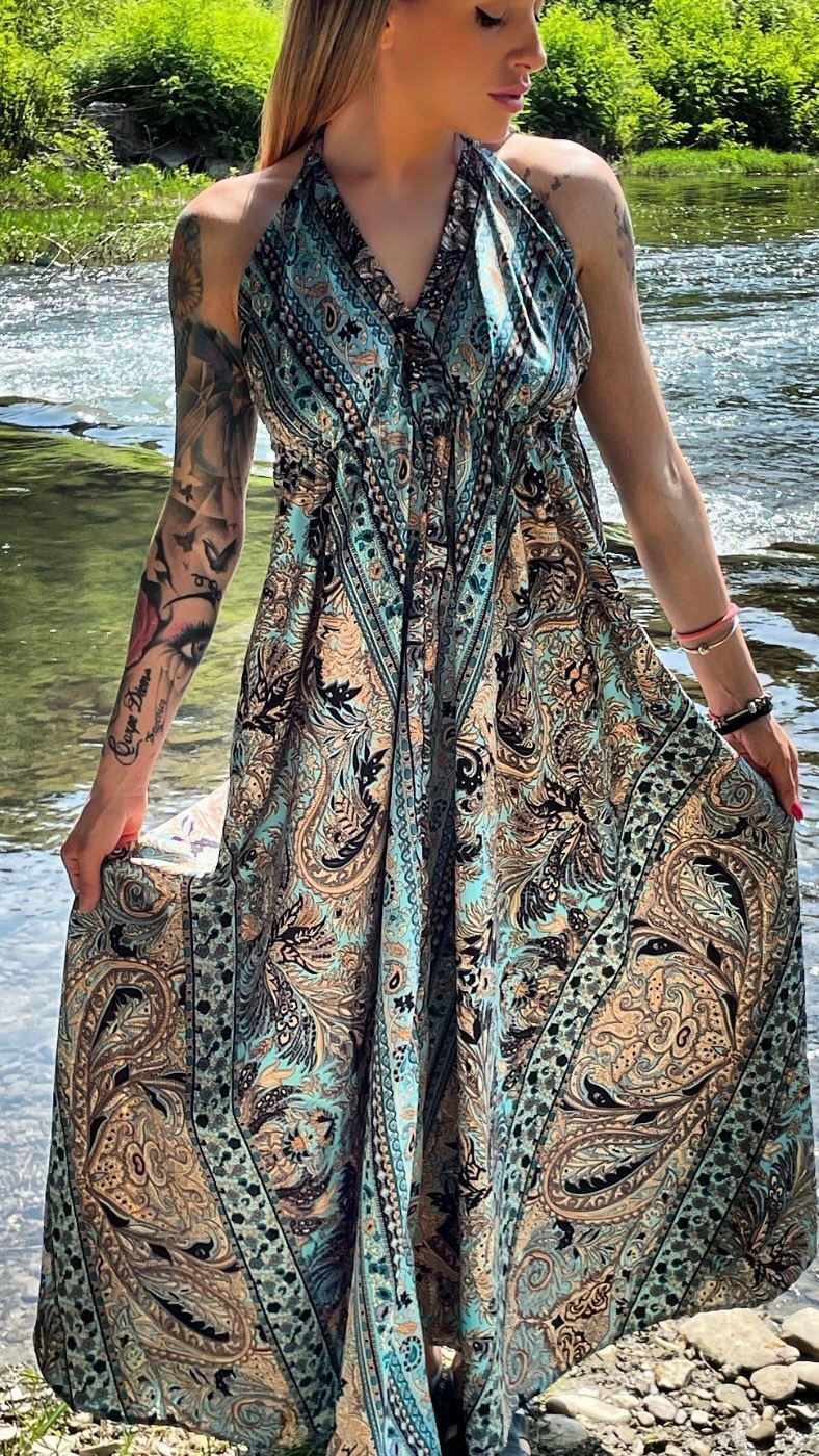 Immagine di VESTITO JASMINE CELESTE/NERO
