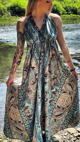 Immagine di VESTITO JASMINE CELESTE/NERO